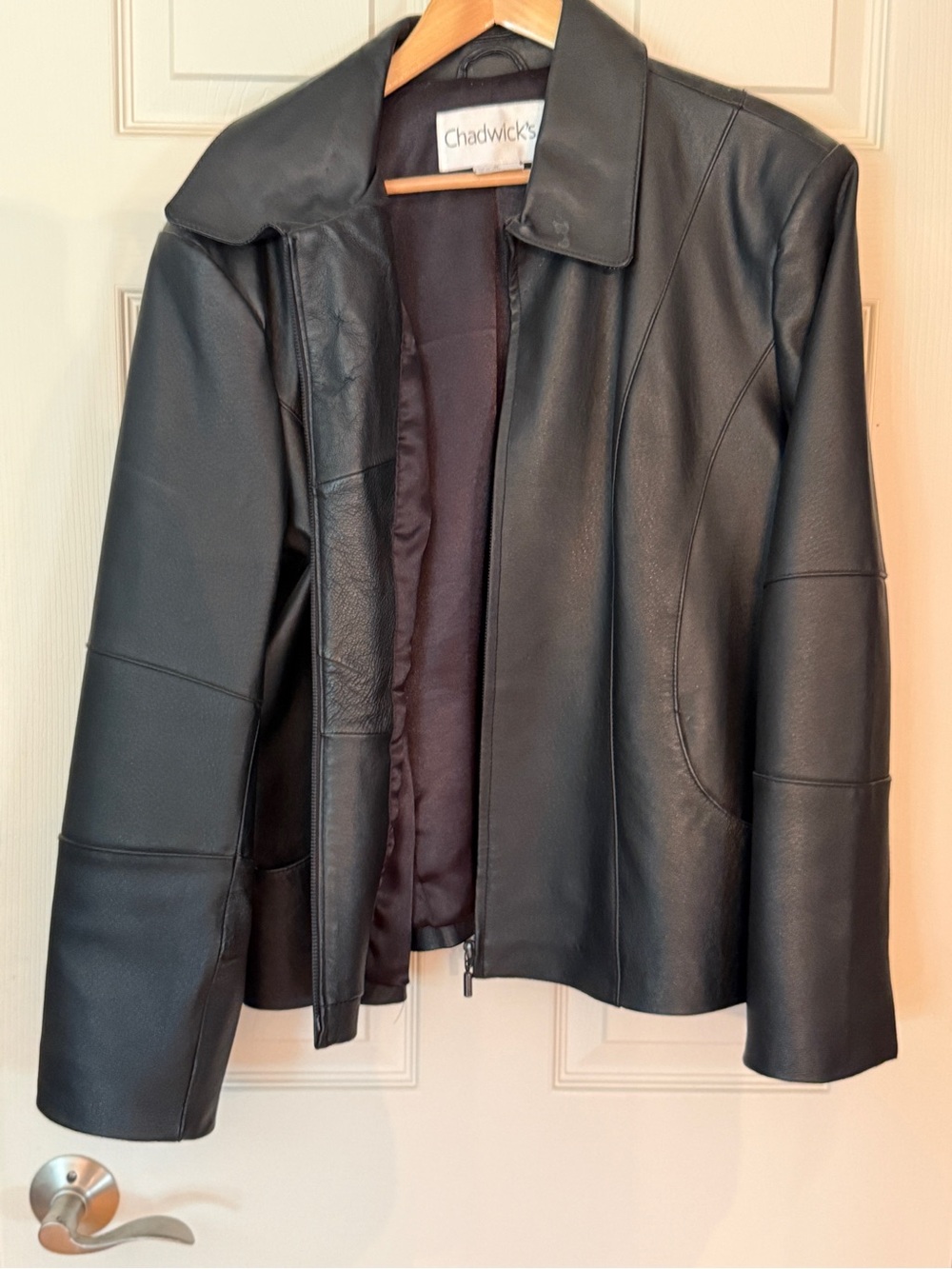 Chadwicks Black Leather Zip Jacket